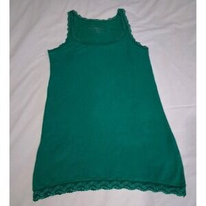 Vintage Y2K Ribbed Stretch Lace‎ Trim Green Cami Bella Swan Elena Gilbert  Sz M